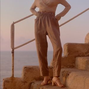 Ozma of California Linen Utility Pants in Carob
